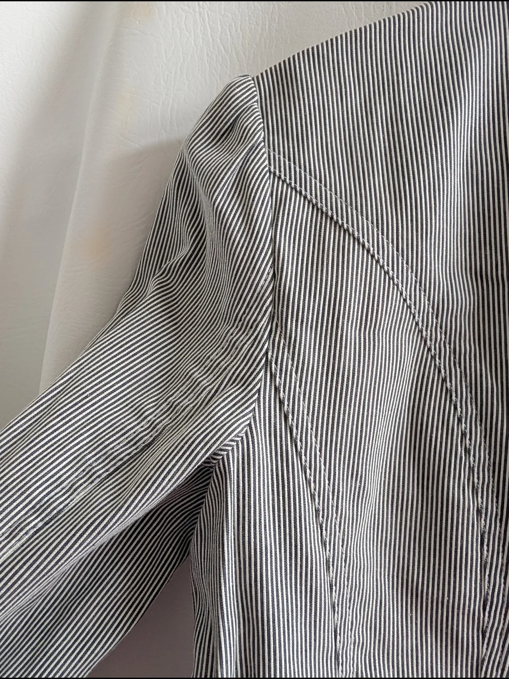 Ralph Lauren Cotton Gray White Pinstripe Tailored Women's Blazer - S